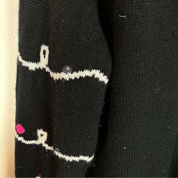 Christmas Sweater Hoodie Knit Sherpa Silver Lettering Pom Poms - Picture 9 of 14